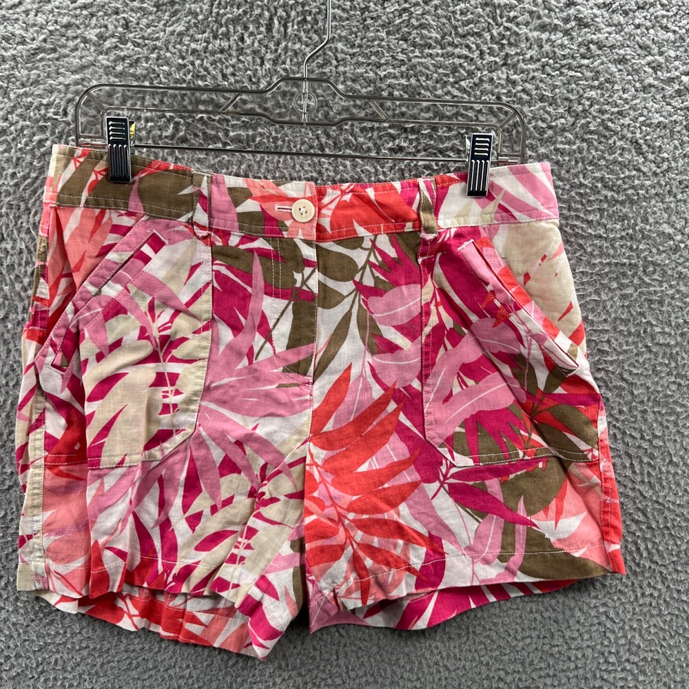 Tommy Bahama Womens Linen Shorts 8 Tropical Floral Resort Vacation Coastal Beach